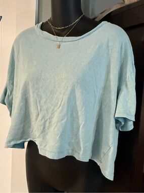 4/$16 Light Blue Women's Cropped Tee